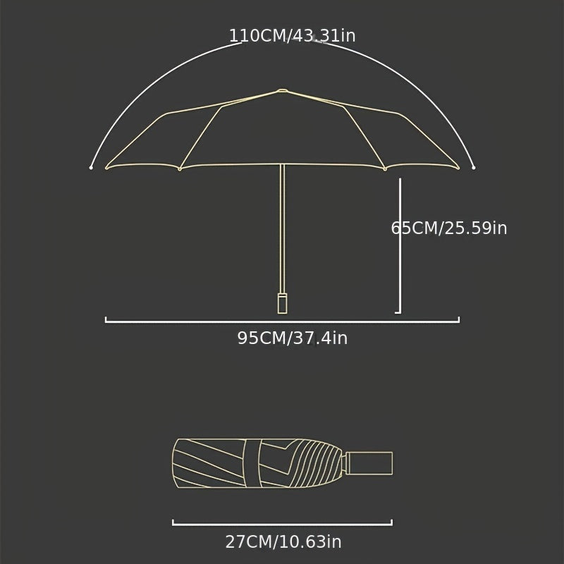 1PC Solid Wood Handle Black Glue Sunshade Umbrella Three Fold 8-bone Umbrella Sun Umbrella