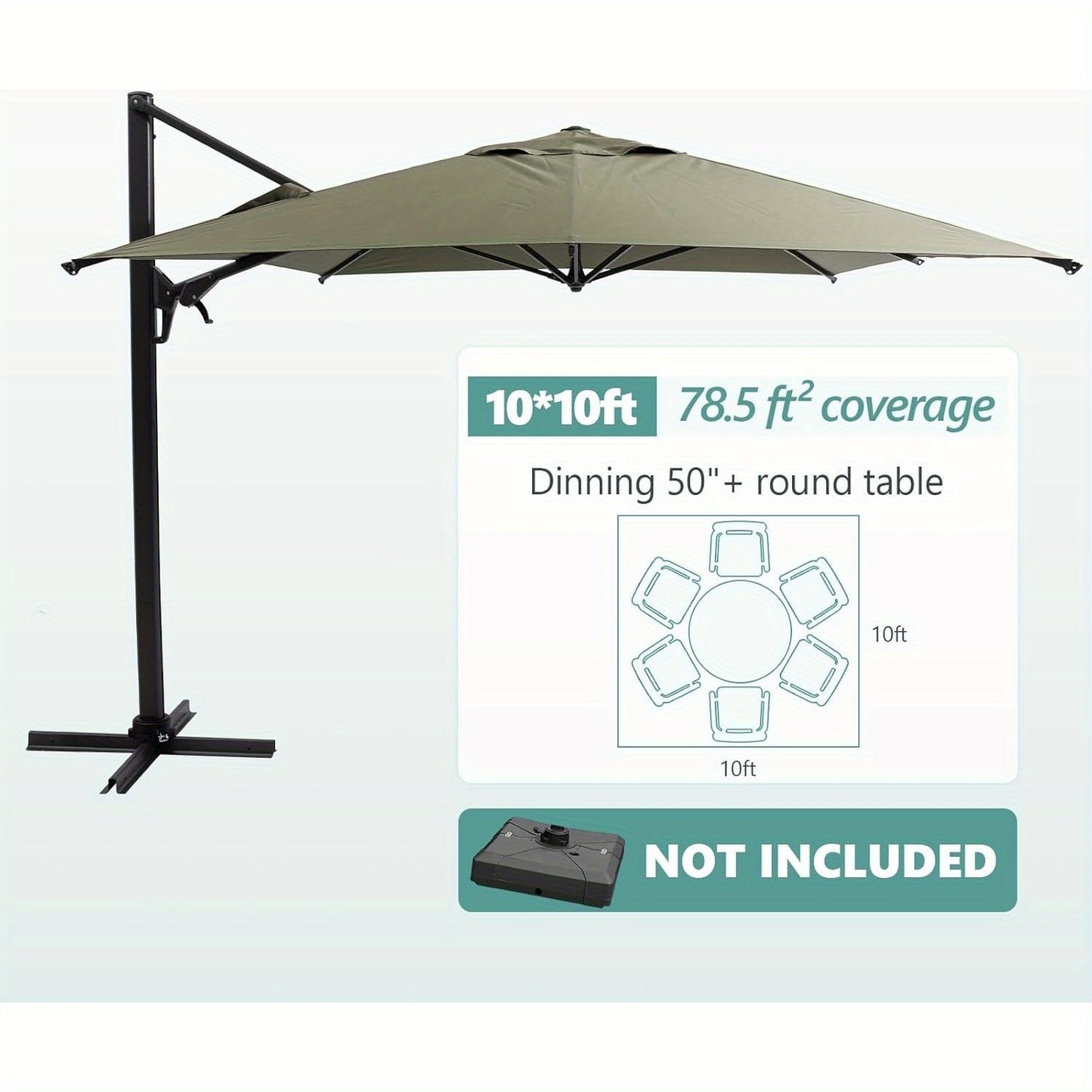 10x10ft Large Patio Umbrella - Double Top Sunshade with 360° Rotation & UV Protection | Summer Outdoor Umbrella for Garden, Pool, Deck & Lawn | Sturdy 8-Rib Frame, Multi-Adjustable Angle, Family-Sized Shade