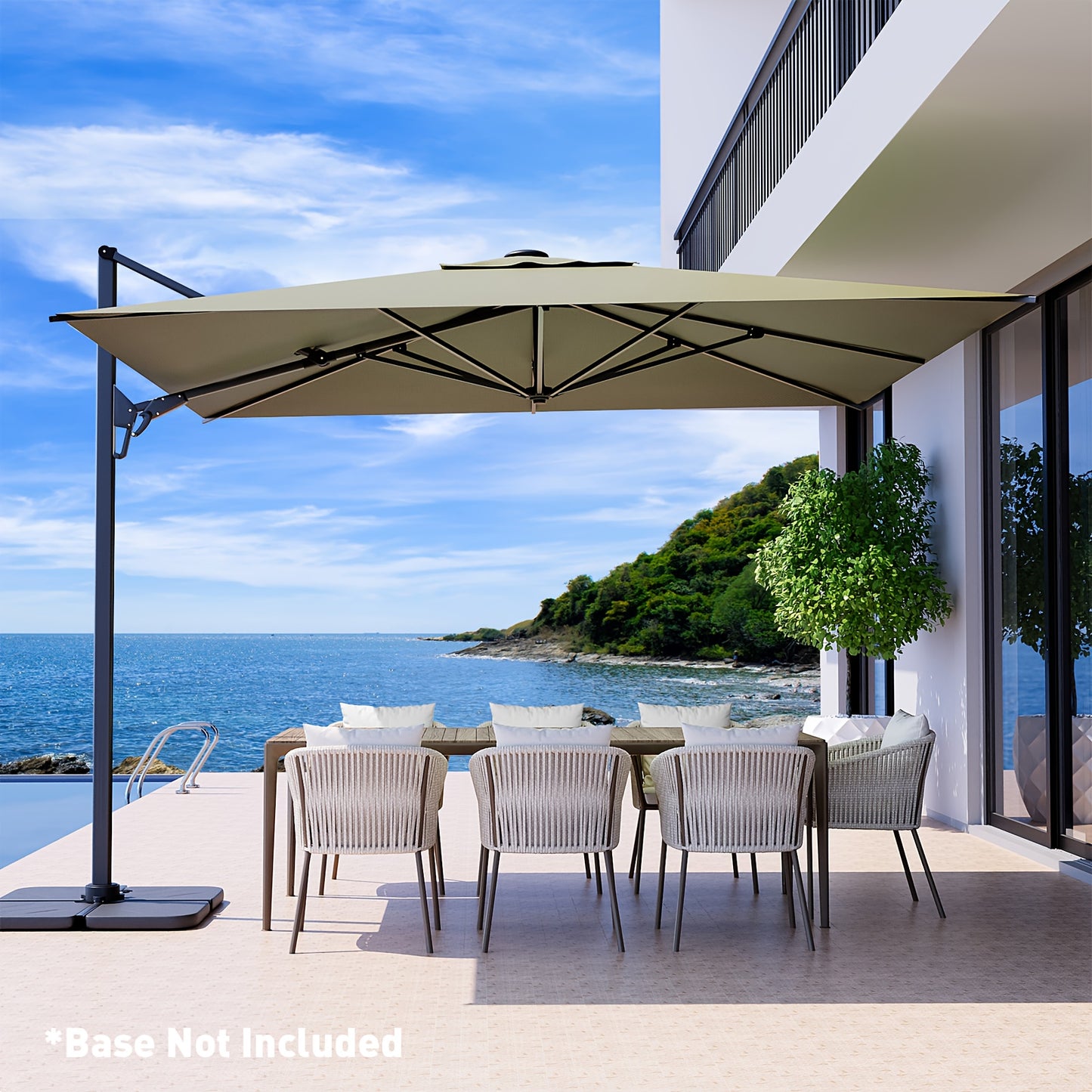 10x10ft Large Patio Umbrella - Double Top Sunshade with 360° Rotation & UV Protection | Summer Outdoor Umbrella for Garden, Pool, Deck & Lawn | Sturdy 8-Rib Frame, Multi-Adjustable Angle, Family-Sized Shade