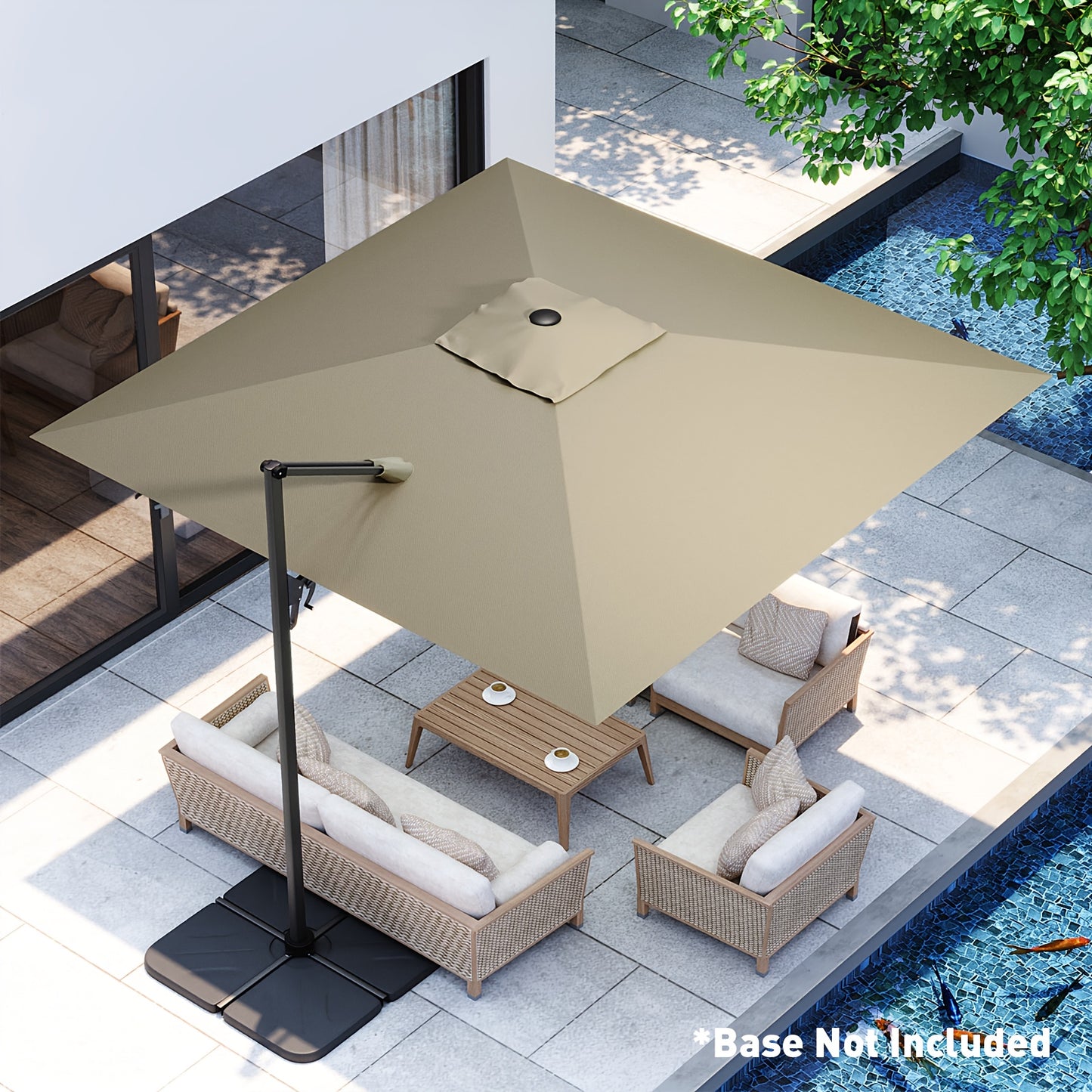 10x10ft Large Patio Umbrella - Double Top Sunshade with 360° Rotation & UV Protection | Summer Outdoor Umbrella for Garden, Pool, Deck & Lawn | Sturdy 8-Rib Frame, Multi-Adjustable Angle, Family-Sized Shade