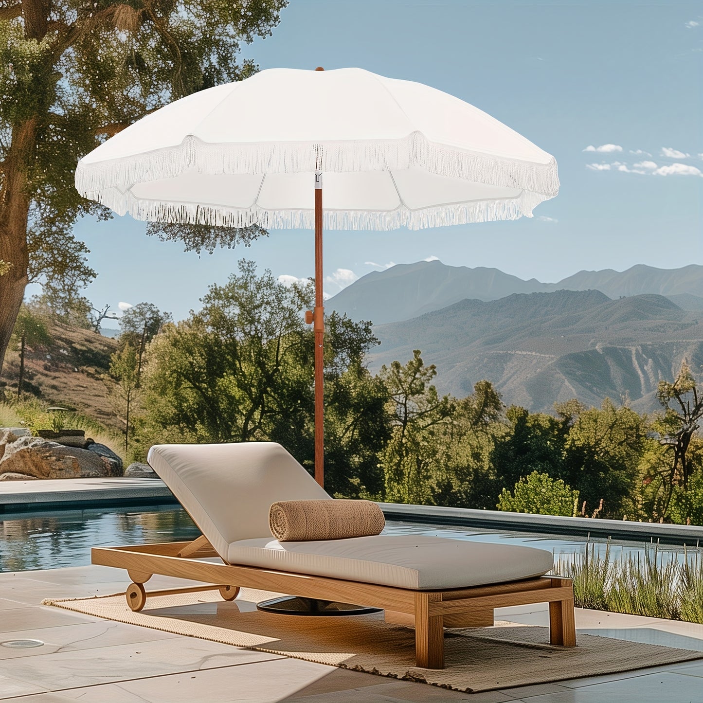 Patio Umbrella With UPF 50+ Protection, 8 Ribs, Push Button Tilt - Versatile Outdoor Shade For Garden, Courtyard, And Beach