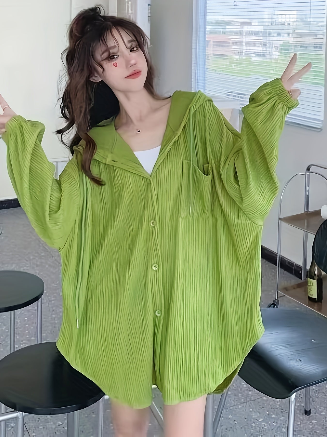 1pc Sunscreen Cardigan Big Size Sunscreen Female External Wear Summer Loose Sister Versatile Lazy Wind Hooded Air Conditioning Shirt Jacket