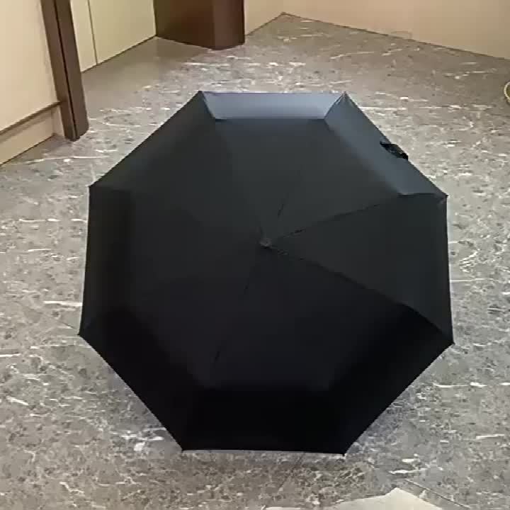 1PC Solid Wood Handle Black Glue Sunshade Umbrella Three Fold 8-bone Umbrella Sun Umbrella