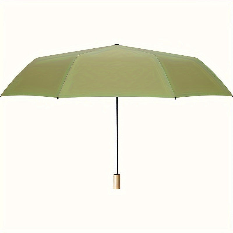 1PC Solid Wood Handle Black Glue Sunshade Umbrella Three Fold 8-bone Umbrella Sun Umbrella