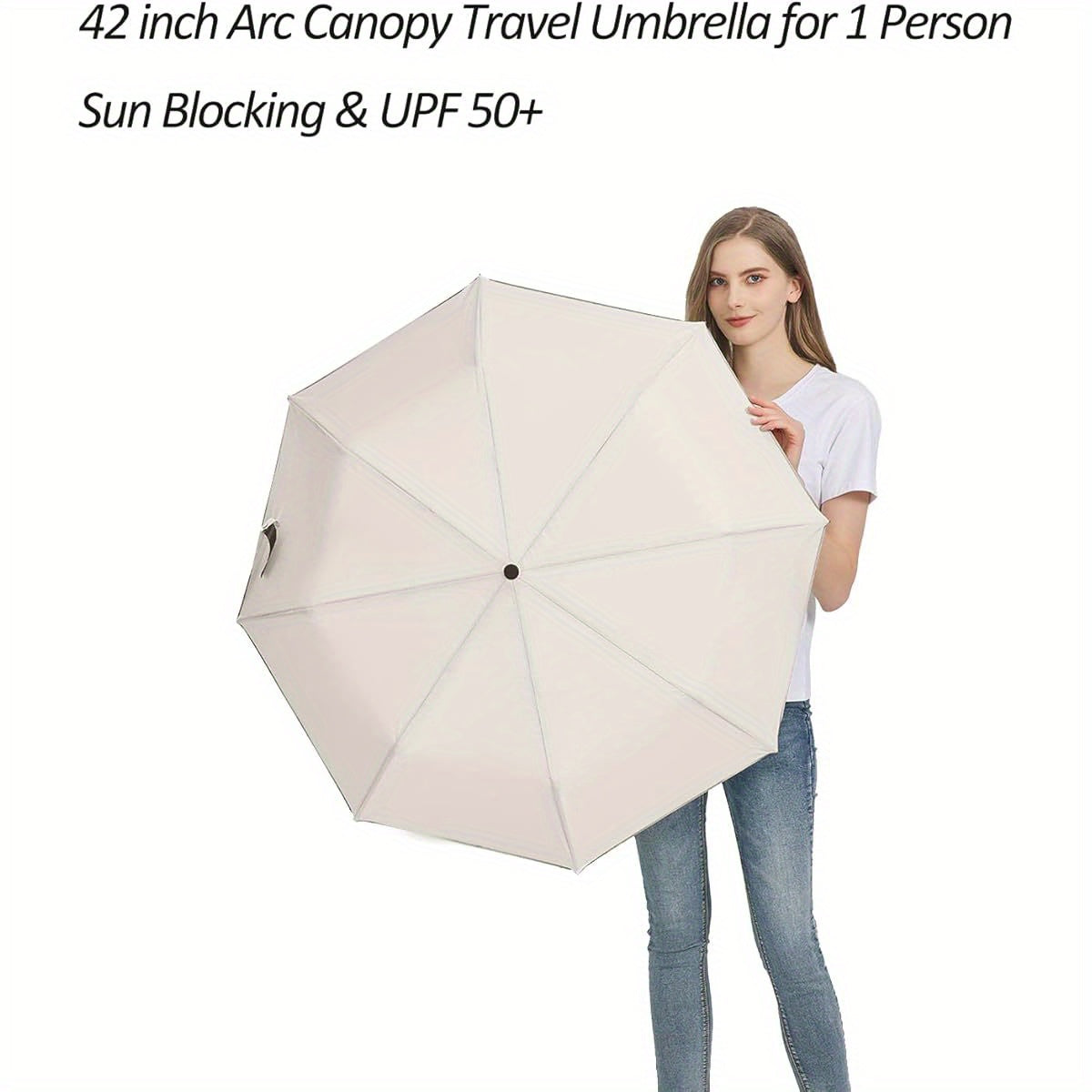 BAODINI Small UV Protection Travel Umbrella Compact for Rain and Sun UPF 50+ Windproof Portable 42 inch Umbrella for Women and Men