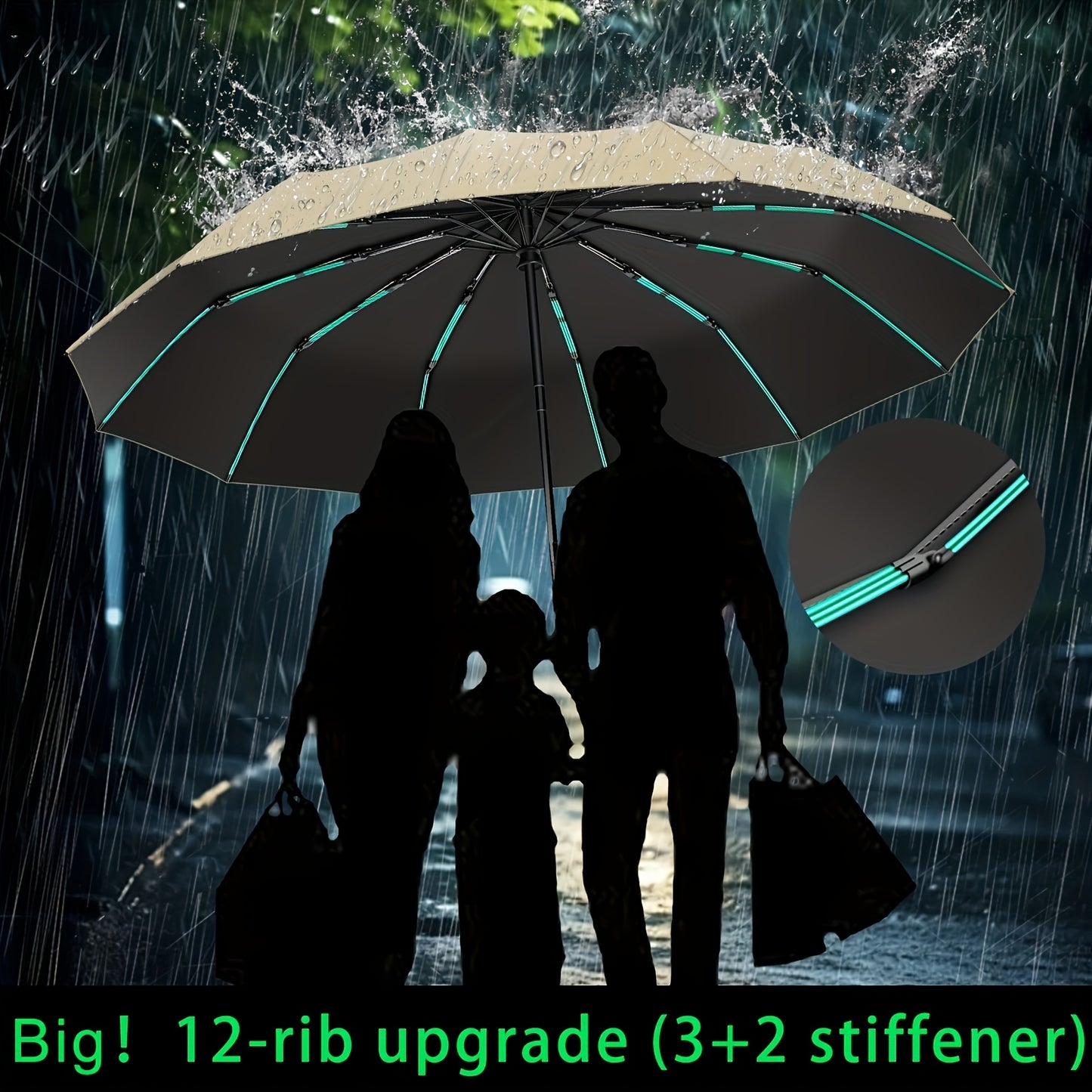 Super Strong Windproof Automatic Folding Men Umbrella, 72\u002F80 Bone Reinforced, Large Rainproof Sun UV Protection Umbrellas Women