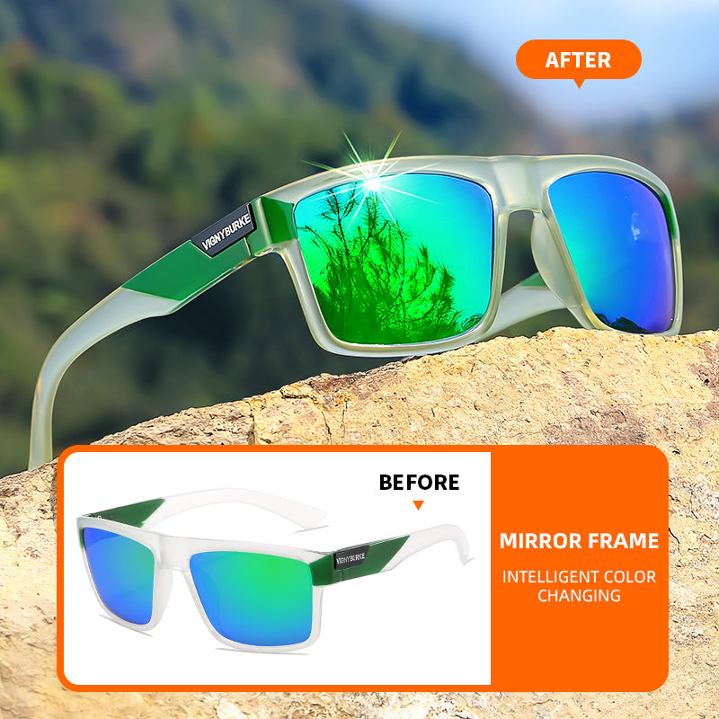 Classic Box Style Glasses, with Protection, Novelty Photochromic Frame, Unisex, Outdoor Sports Sun Protection, Running, Fishing, Driving - Professional Glasses