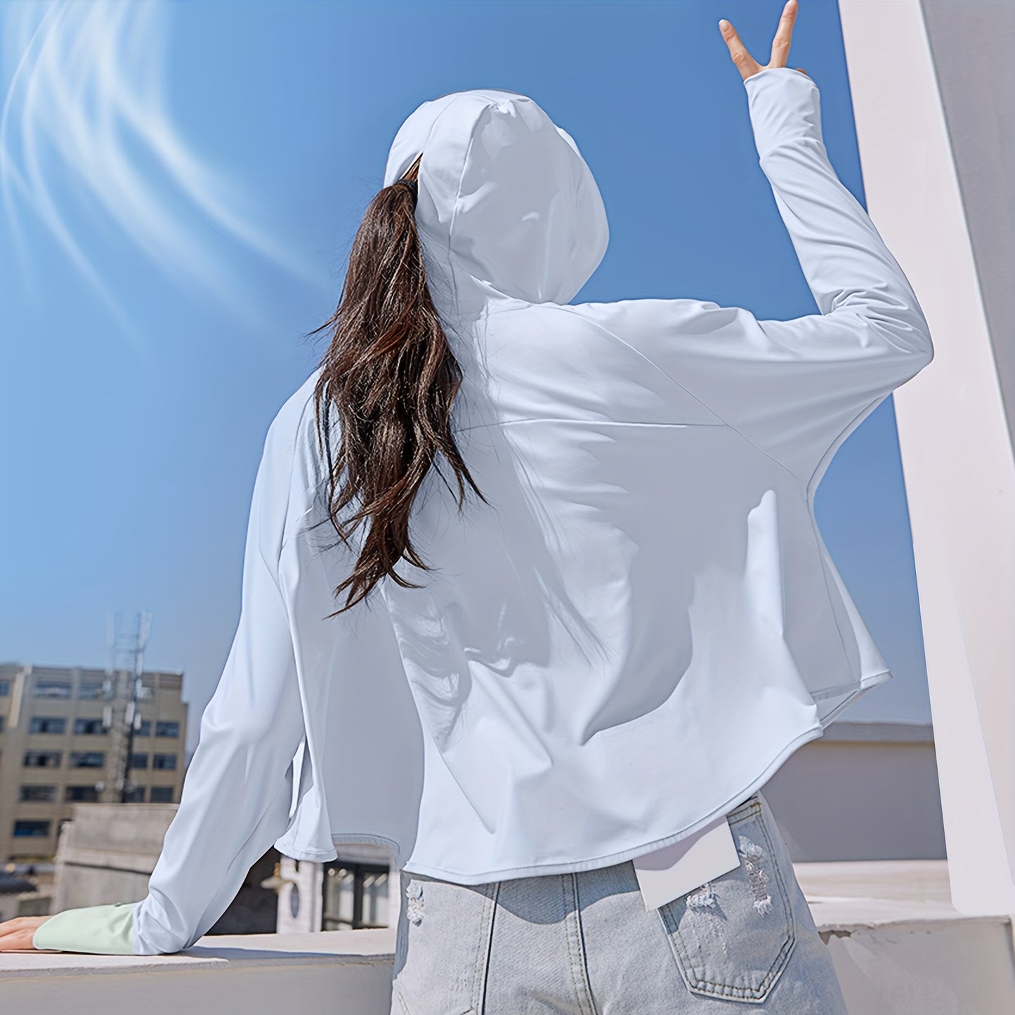 2pcs UV Protection Clothing Sun Protection Hoodie Jacket Full Zip UV Block Clothing for Women