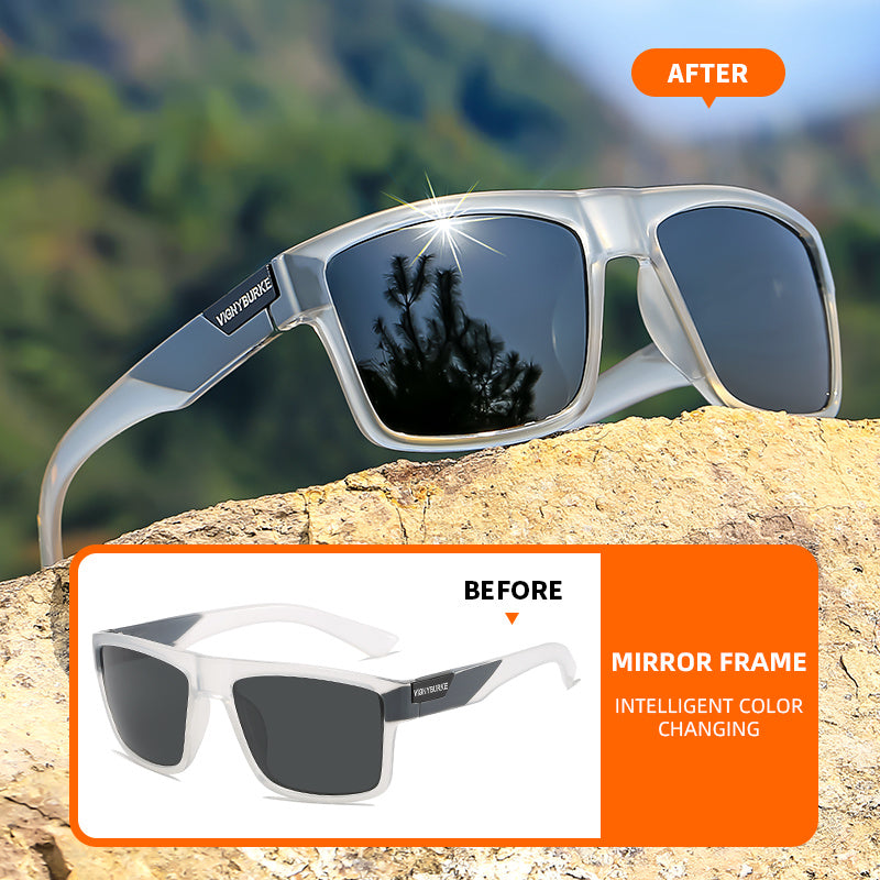 Classic Box Style Glasses, with Protection, Novelty Photochromic Frame, Unisex, Outdoor Sports Sun Protection, Running, Fishing, Driving - Professional Glasses