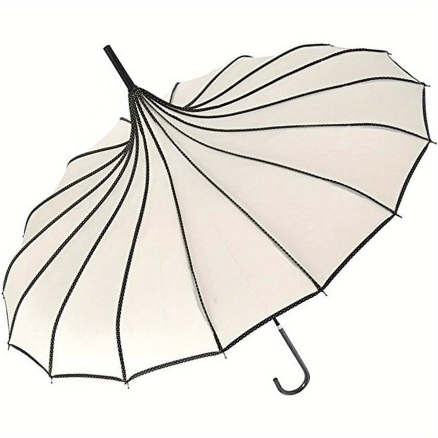 BaeBlue Classic Elegance Ivory Pagoda Peak Umbrella Parasol - 16-Rib High Quality UV Protection, Manual Open Elegant Design for Weddings, Photo Booths & Special Occasions, Wedding Accessory | Sophisticated Style | Durable Ribs, Cute Umbrella