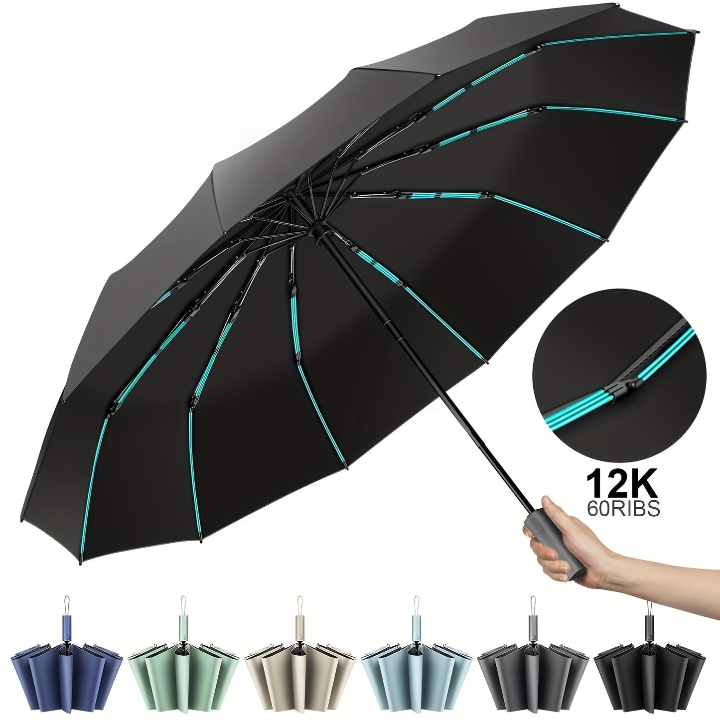 Super Strong Windproof Automatic Folding Men Umbrella, 72\u002F80 Bone Reinforced, Large Rainproof Sun UV Protection Umbrellas Women