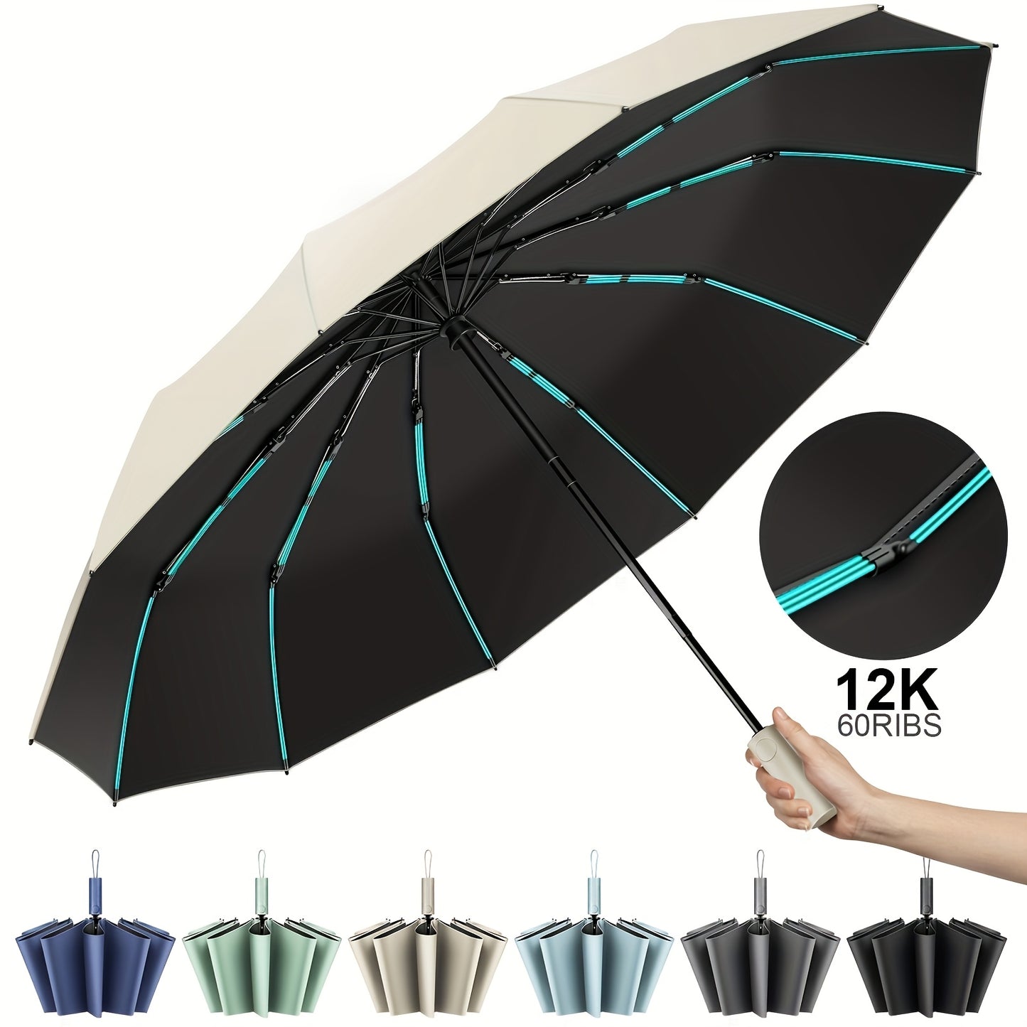 Super Strong Windproof Automatic Folding Men Umbrella, 72\u002F80 Bone Reinforced, Large Rainproof Sun UV Protection Umbrellas Women