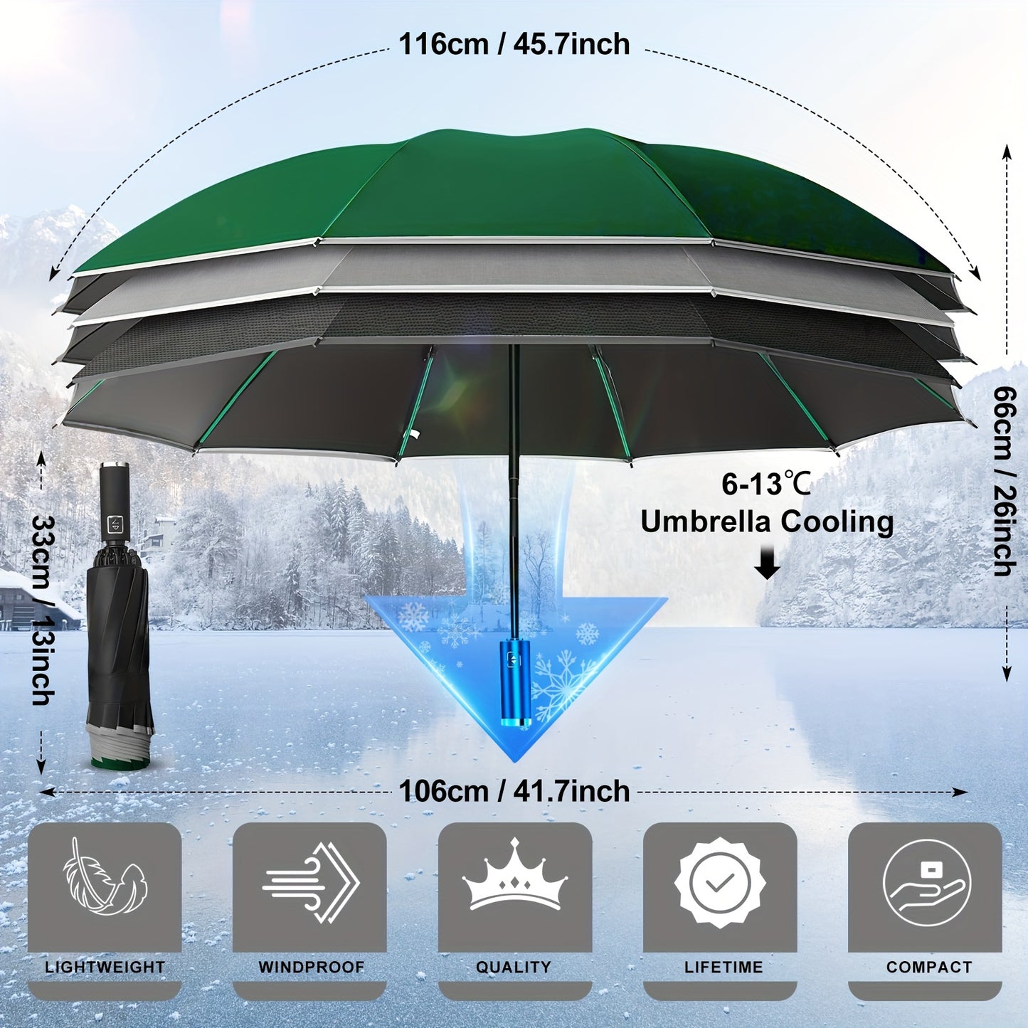 10 Rib Black Pongee Automatic Umbrella - Windproof, UV Protection, Lightweight, Stylish with Reflective Strips, Large Double Umbrella for Two, Casual & Fashionable, Casual Umbrella | Minimalist Style | Lightweight Umbrella