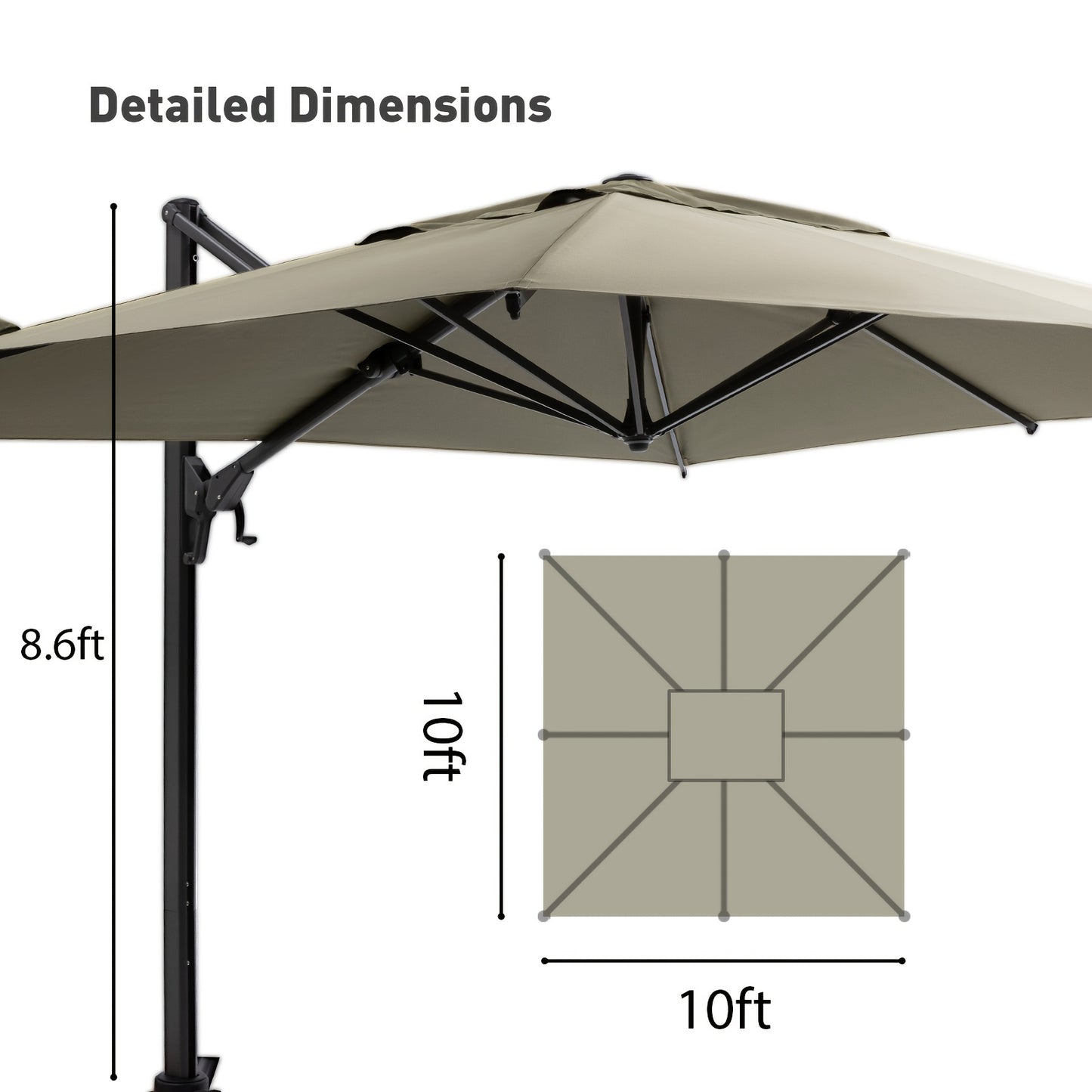 10x10ft Large Patio Umbrella - Double Top Sunshade with 360° Rotation & UV Protection | Summer Outdoor Umbrella for Garden, Pool, Deck & Lawn | Sturdy 8-Rib Frame, Multi-Adjustable Angle, Family-Sized Shade