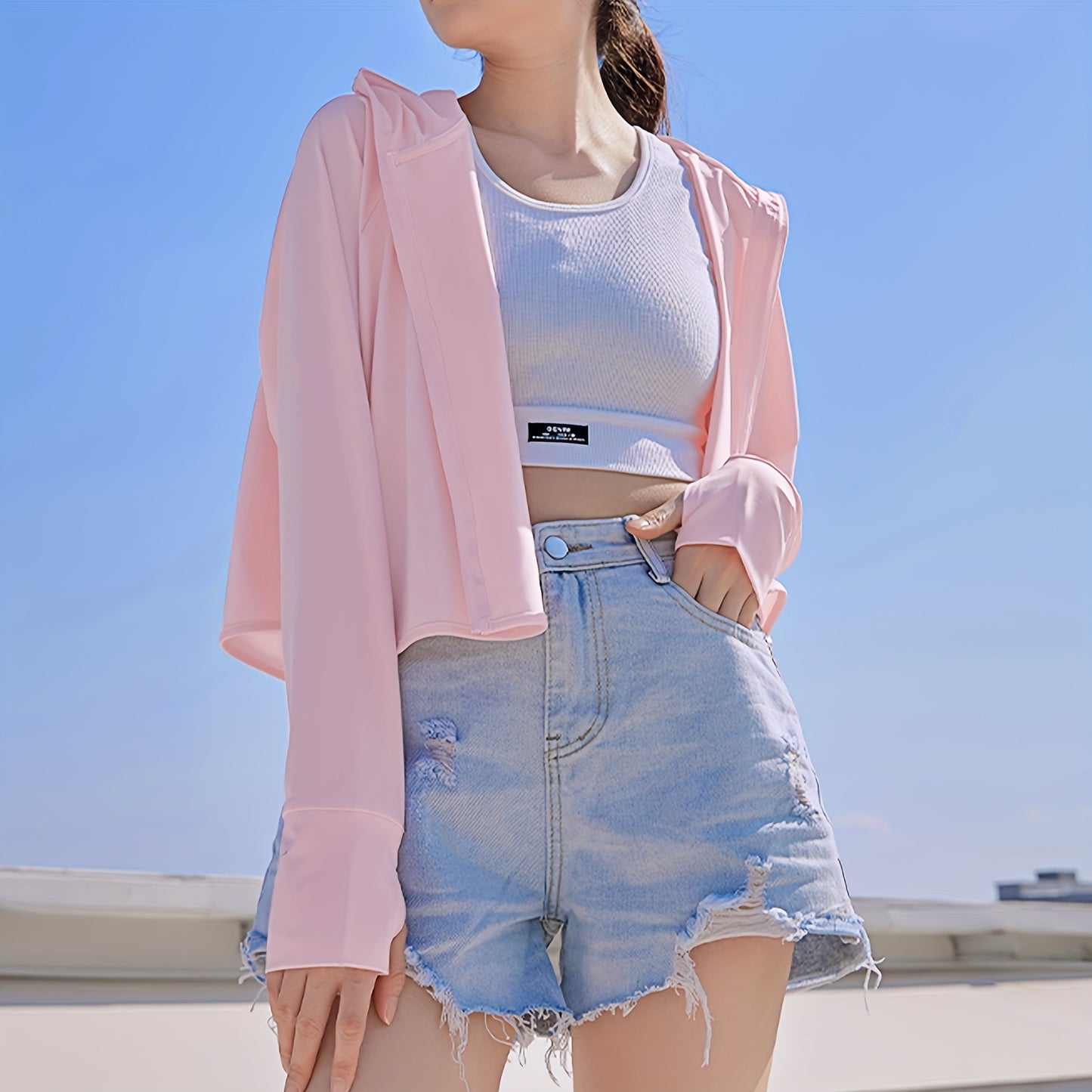 2pcs UV Protection Clothing Sun Protection Hoodie Jacket Full Zip UV Block Clothing for Women