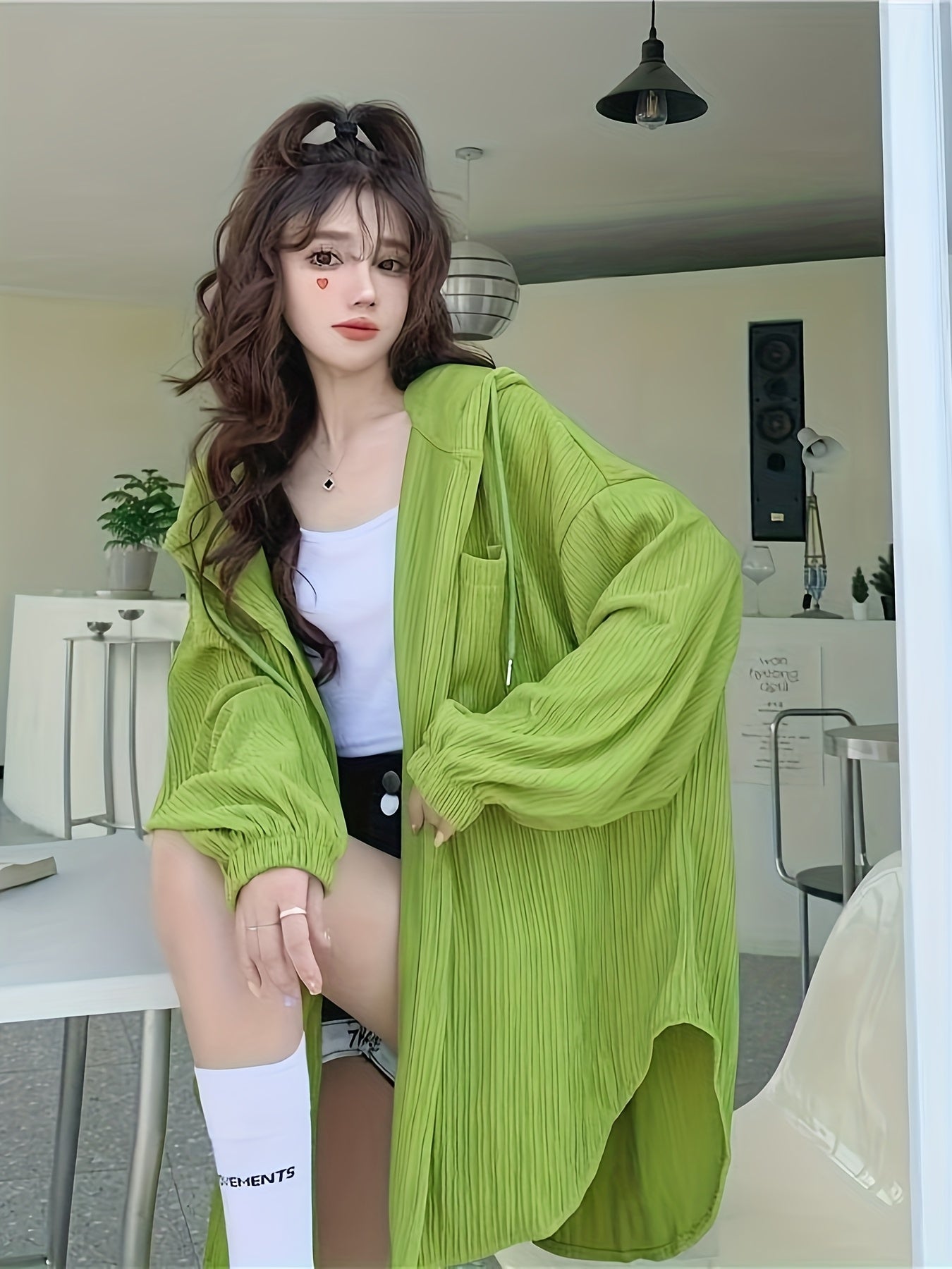 1pc Sunscreen Cardigan Big Size Sunscreen Female External Wear Summer Loose Sister Versatile Lazy Wind Hooded Air Conditioning Shirt Jacket