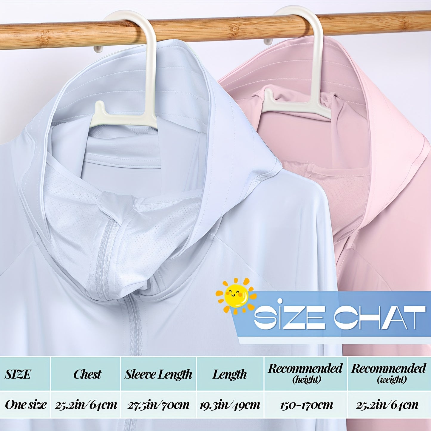 2pcs UV Protection Clothing Sun Protection Hoodie Jacket Full Zip UV Block Clothing for Women