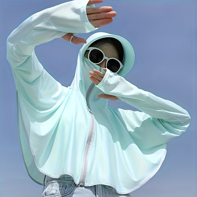 Sun Protection Clothing For Women In Summer, Thin, Loose, Slimming, Driving, Cycling, Shawl, Breathable Cover, Short Sun Protection Clothing, Outerwear, Cloak Style Sun Protection Clothing