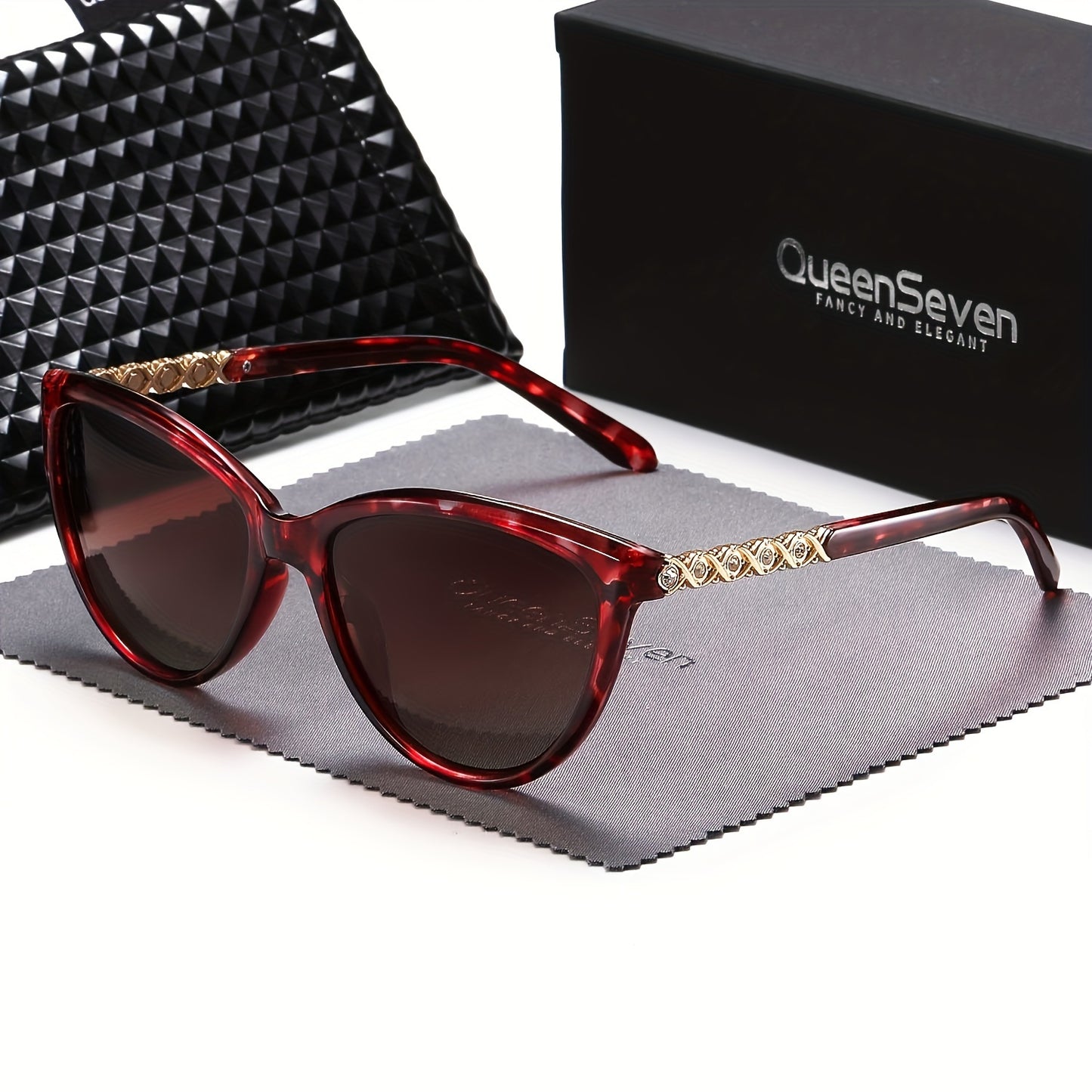 QueenSeven Fashion Glasses- Retro Oval Design, Woven Details, Durable Plastic Frame, Suitable for Daily Wear, Comes with Black Fashion Case and Accessories