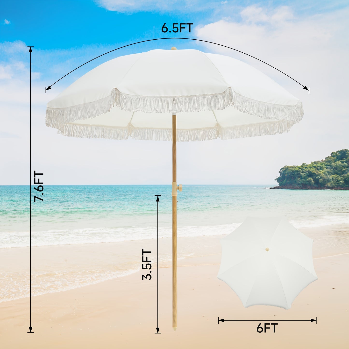 Patio Umbrella With UPF 50+ Protection, 8 Ribs, Push Button Tilt - Versatile Outdoor Shade For Garden, Courtyard, And Beach