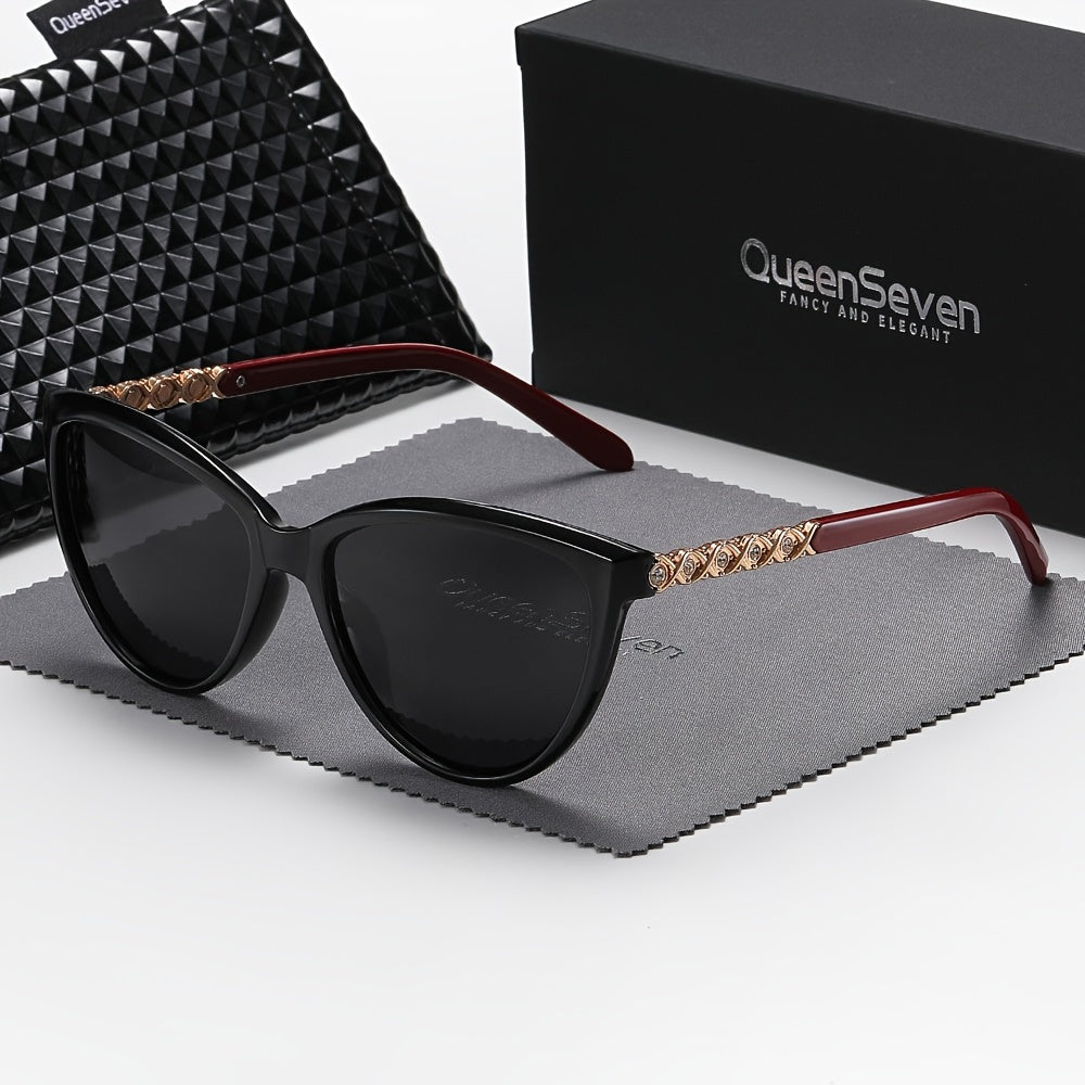 QueenSeven Fashion Glasses- Retro Oval Design, Woven Details, Durable Plastic Frame, Suitable for Daily Wear, Comes with Black Fashion Case and Accessories
