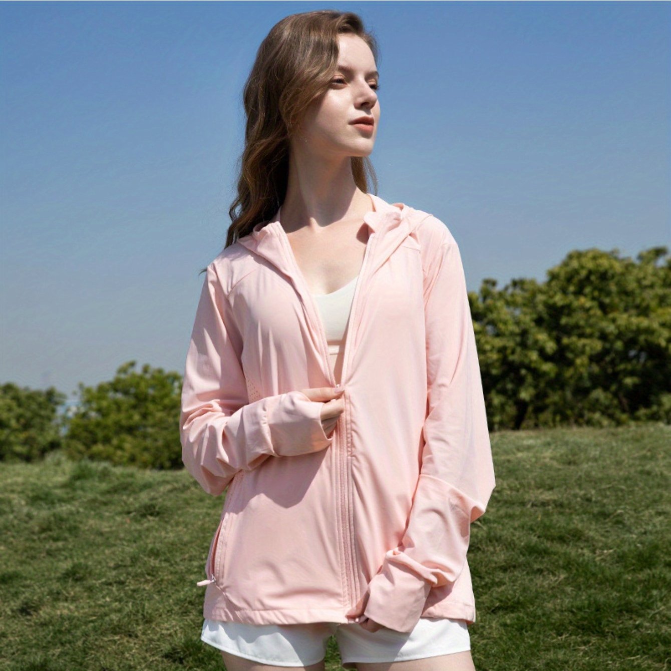 Summer sunscreen clothes, mesh patchwork breathable versatile sunscreen coat, outdoor s loose casual clothes