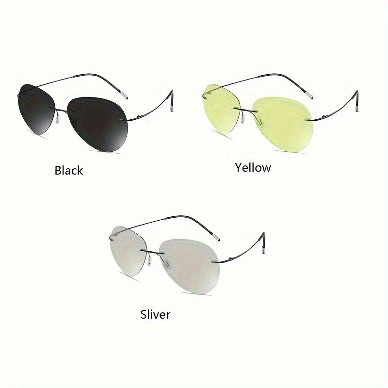 Men's Ultra Light Rimless Eyewear with TAC Lenses - Lightweight Metal & Phenolic Frame, Modern Minimalist Design for Daily & Formal Settings - Stylish Casual Durable Eyewear