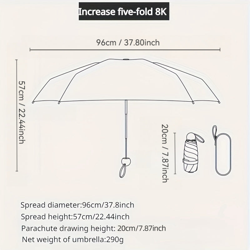 Pocket Umbrella with Capsule Box, UV Protection, Ultralight Sunny And Rainy, En-Toutcas, Lightweight And Compact