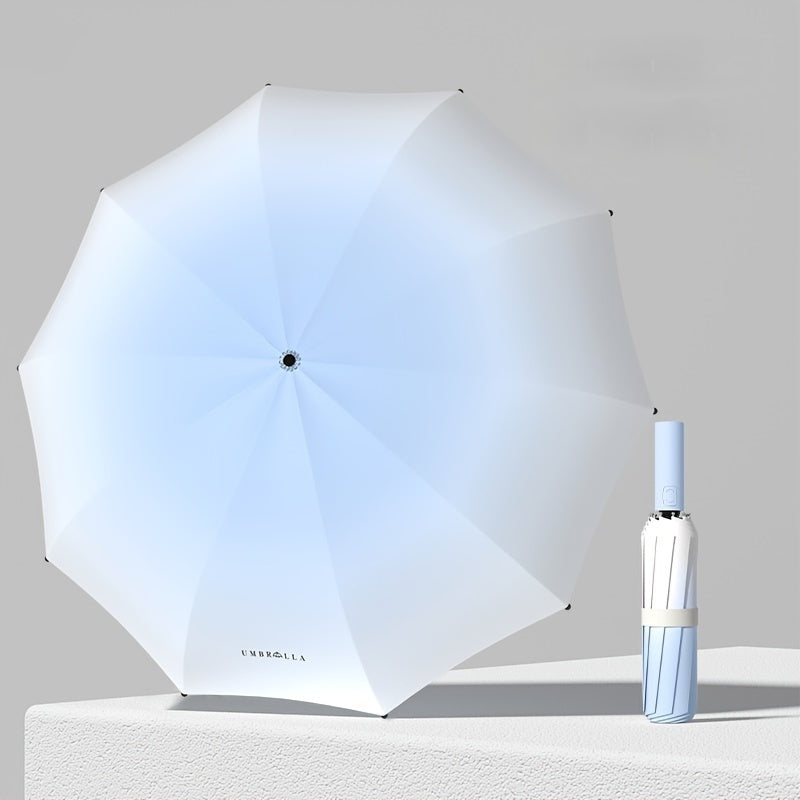 New Arrival! Skyland - Reinforced And Thickened, Windproof And Sunproof, Gradient Color, Portable, 20 Ribs Full Automatic Folding Umbrella