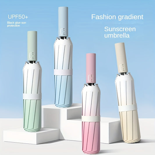 New Arrival! Skyland - Reinforced And Thickened, Windproof And Sunproof, Gradient Color, Portable, 20 Ribs Full Automatic Folding Umbrella