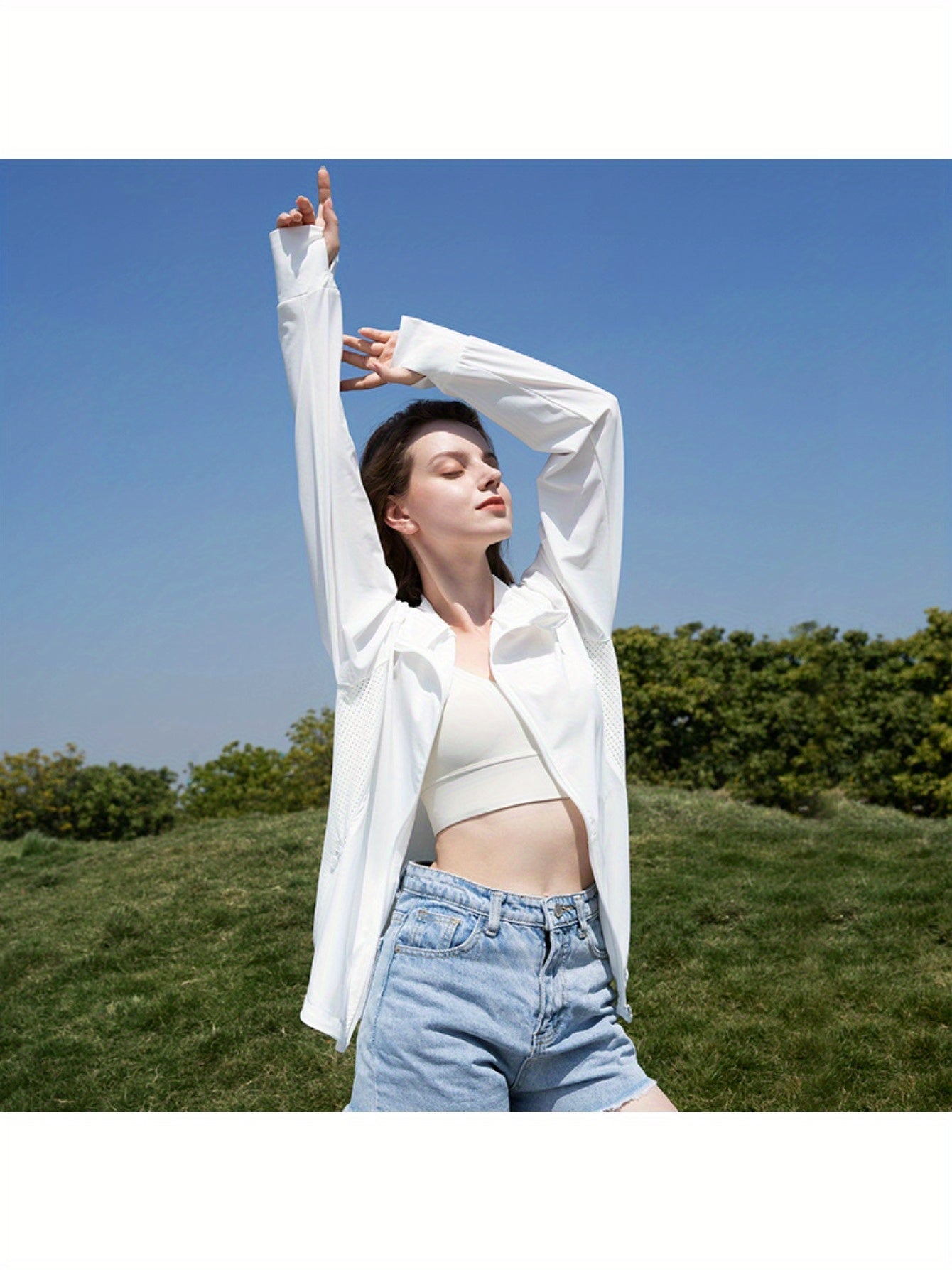 Summer sunscreen clothes, mesh patchwork breathable versatile sunscreen coat, outdoor s loose casual clothes