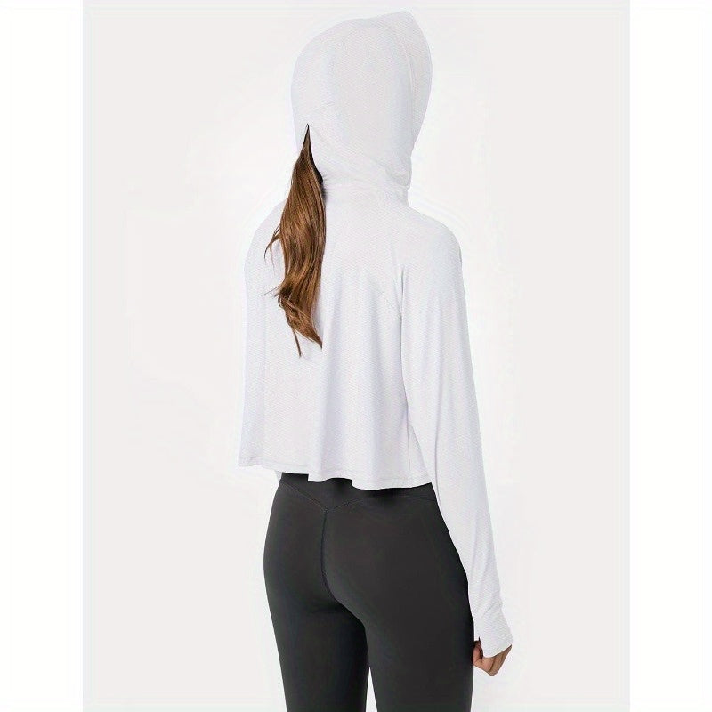 Locachy Womens + Sun Protection Jacket Lightweight Zip up Outdoor Running Hiking Hoodie with Face Mask
