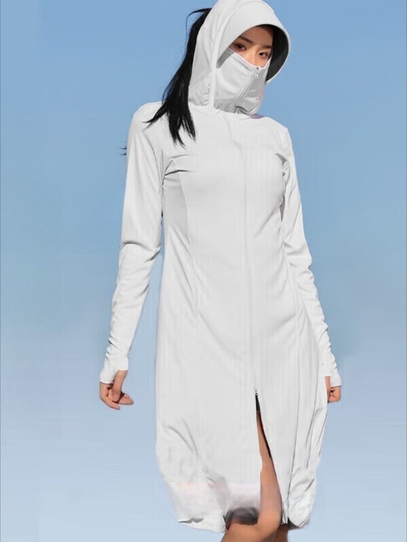 Sunscreen long over the knee, slim fit ice Silky large brim sunscreen suit, suitable for travel, camping, outdoor activities