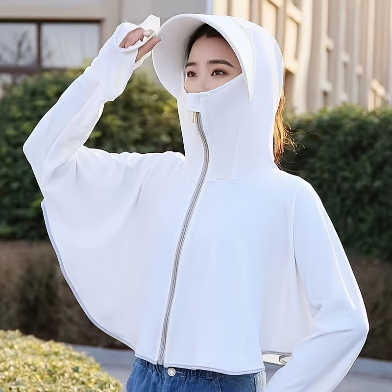Sun Protection Clothing For Women In Summer, Thin, Loose, Slimming, Driving, Cycling, Shawl, Breathable Cover, Short Sun Protection Clothing, Outerwear, Cloak Style Sun Protection Clothing