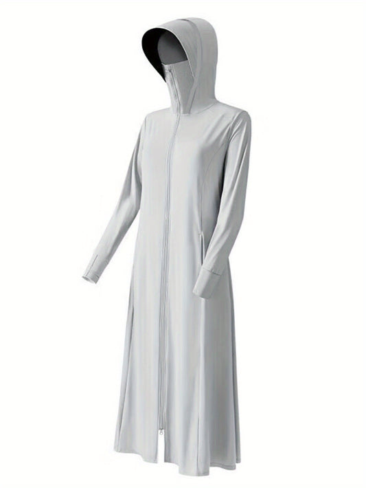 Sunscreen long over the knee, slim fit ice Silky large brim sunscreen suit, suitable for travel, camping, outdoor activities