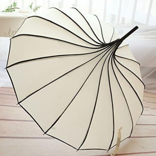 BaeBlue Classic Elegance Ivory Pagoda Peak Umbrella Parasol - 16-Rib High Quality UV Protection, Manual Open Elegant Design for Weddings, Photo Booths & Special Occasions, Wedding Accessory | Sophisticated Style | Durable Ribs, Cute Umbrella