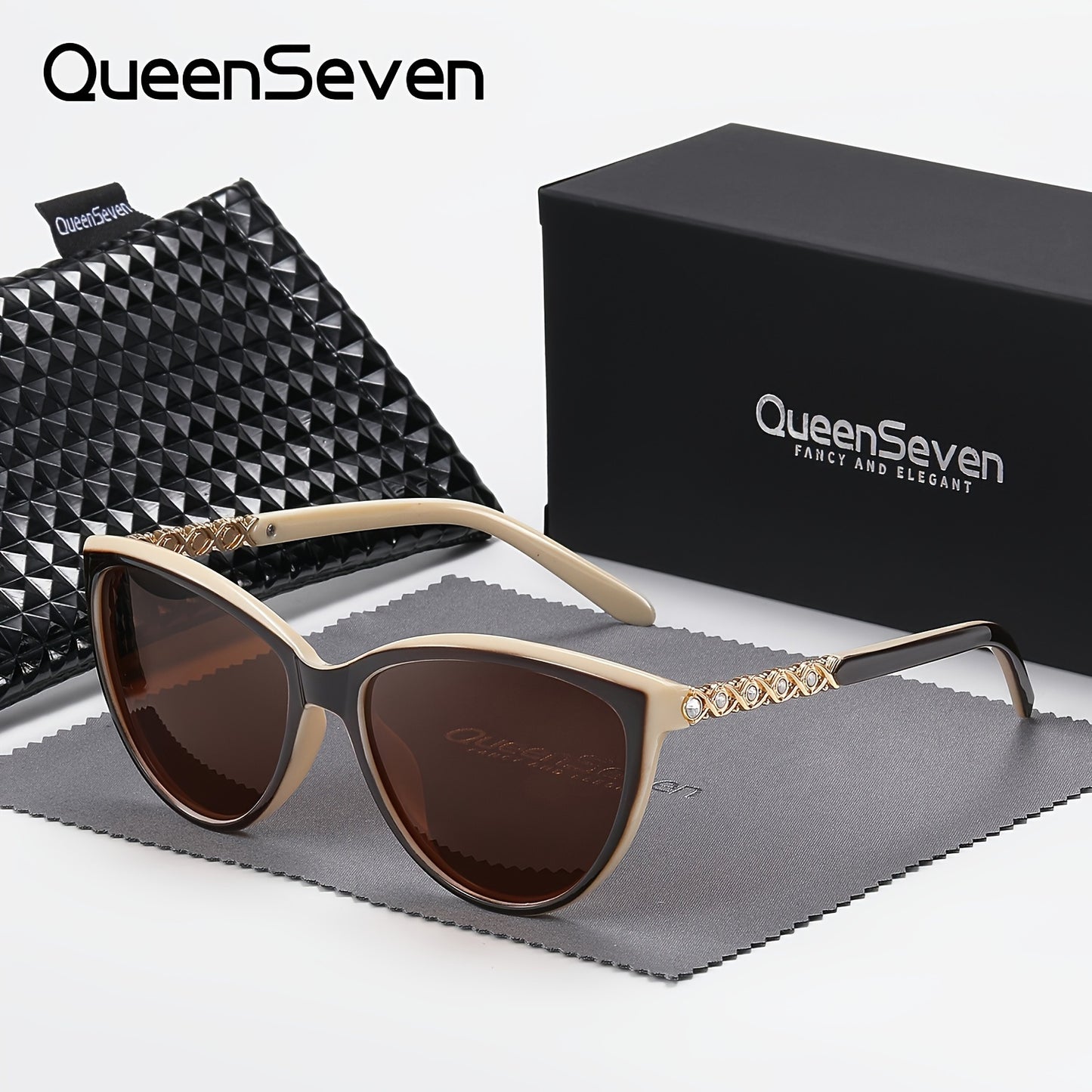 QueenSeven Fashion Glasses- Retro Oval Design, Woven Details, Durable Plastic Frame, Suitable for Daily Wear, Comes with Black Fashion Case and Accessories