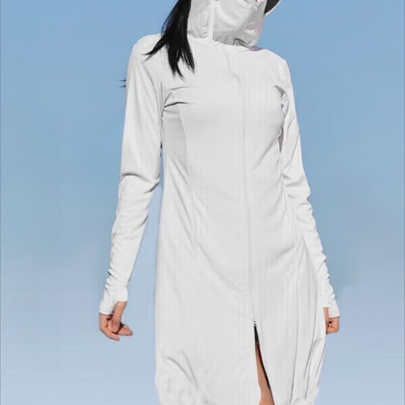Sunscreen long over the knee, slim fit ice Silky large brim sunscreen suit, suitable for travel, camping, outdoor activities
