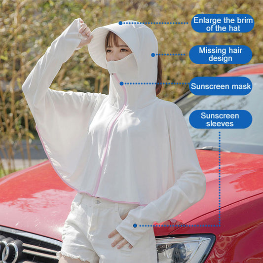 UPF50 Sun Protection Clothing Summer Ice Silk Anti-ultraviolet Hooded Breathable Sun Protection Shirt Sun Cloak Zipper Lightweight Hoodie