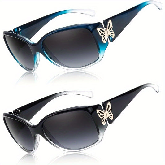 Myiaur for Women 2024 Trendy Retro Shades with Protection Butterfly Decors 2 Pack