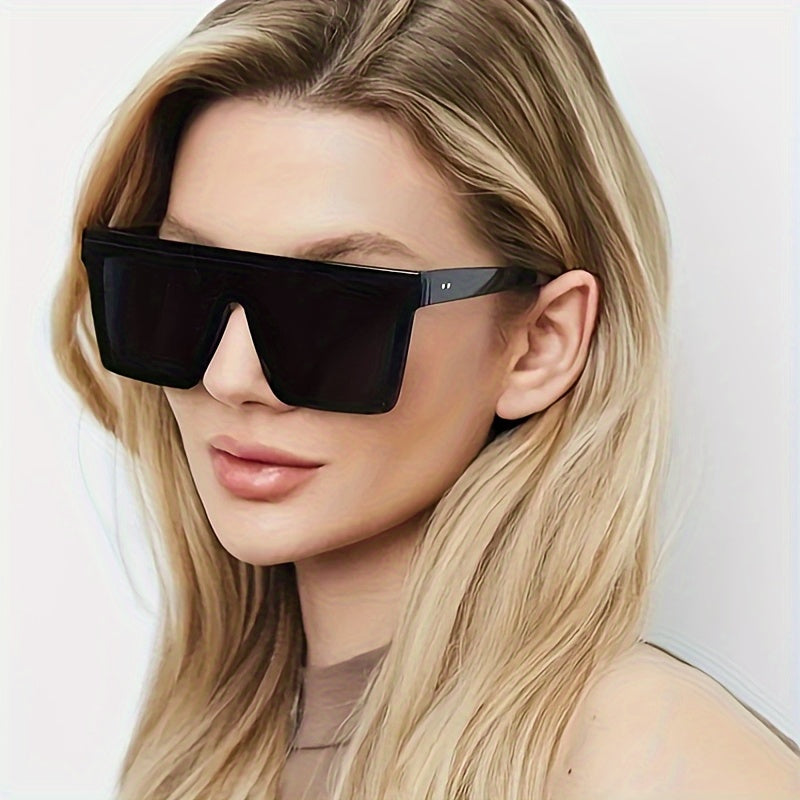 Y2K Oversized Men's Black Fashion Statement Glasses with Decorative Lens & Chain Detailing - Lightweight Durable Frame for Streetwear, Parties, Everyday Outfits - Trendy Eyewear Accessory