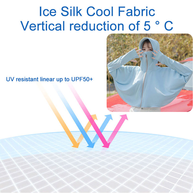 UPF50 Sun Protection Clothing Summer Ice Silk Anti-ultraviolet Hooded Breathable Sun Protection Shirt Sun Cloak Zipper Lightweight Hoodie