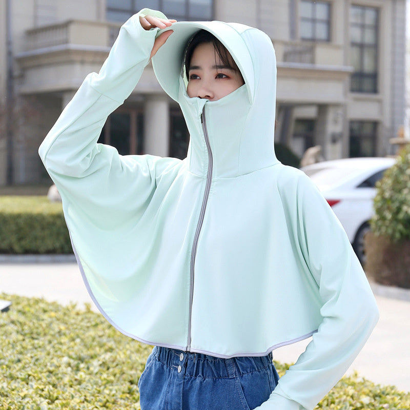 UPF50 Sun Protection Clothing Summer Ice Silk Anti-ultraviolet Hooded Breathable Sun Protection Shirt Sun Cloak Zipper Lightweight Hoodie