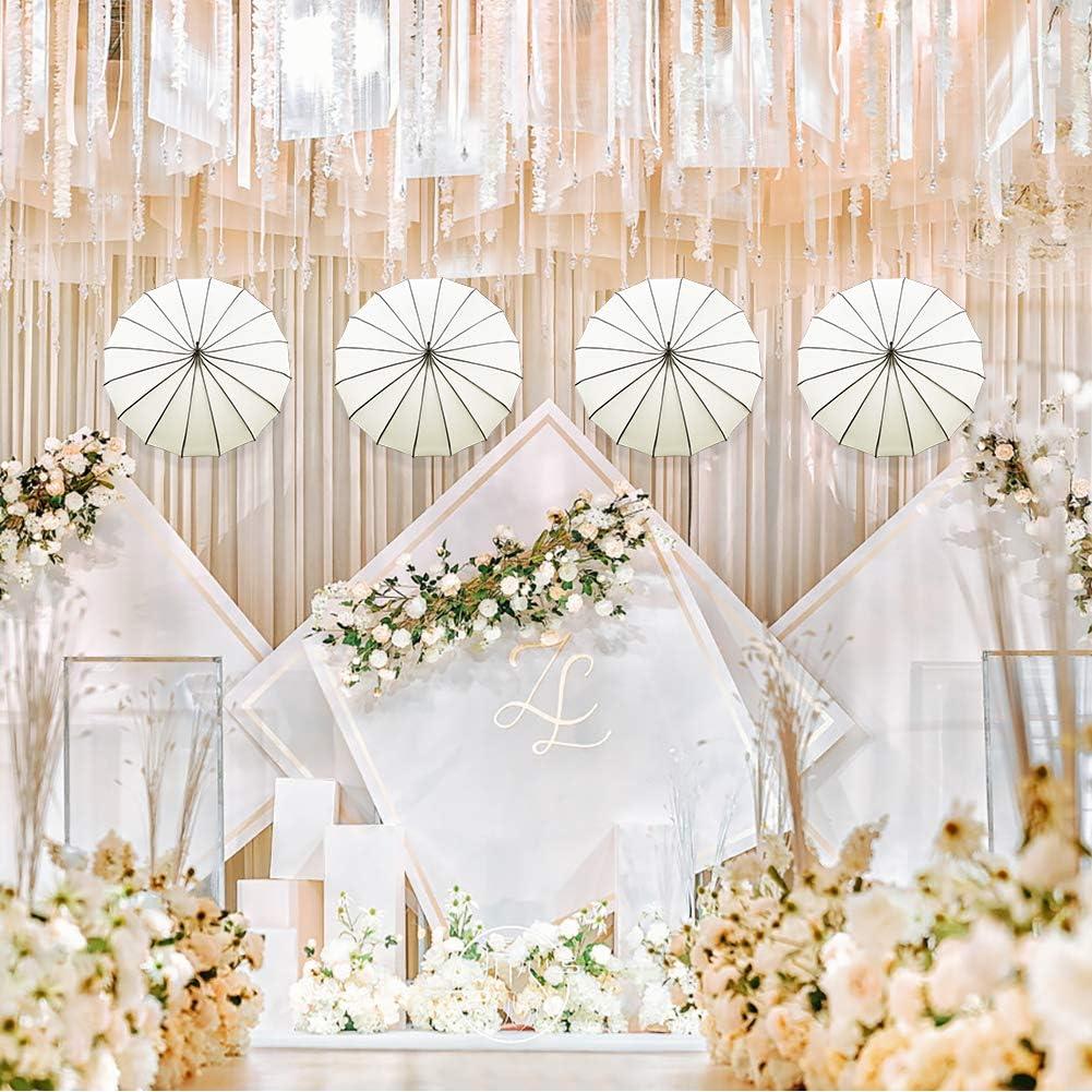 BaeBlue Classic Elegance Ivory Pagoda Peak Umbrella Parasol - 16-Rib High Quality UV Protection, Manual Open Elegant Design for Weddings, Photo Booths & Special Occasions, Wedding Accessory | Sophisticated Style | Durable Ribs, Cute Umbrella
