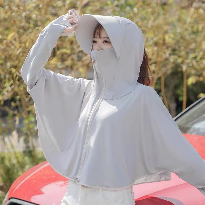 UPF50 Sun Protection Clothing Summer Ice Silk Anti-ultraviolet Hooded Breathable Sun Protection Shirt Sun Cloak Zipper Lightweight Hoodie