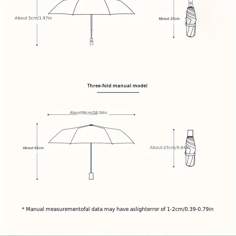 Manual Folding Umbrella - Unisex Large UV Protection Sun & Rain Dual-Use Parasol With Cartoon Design