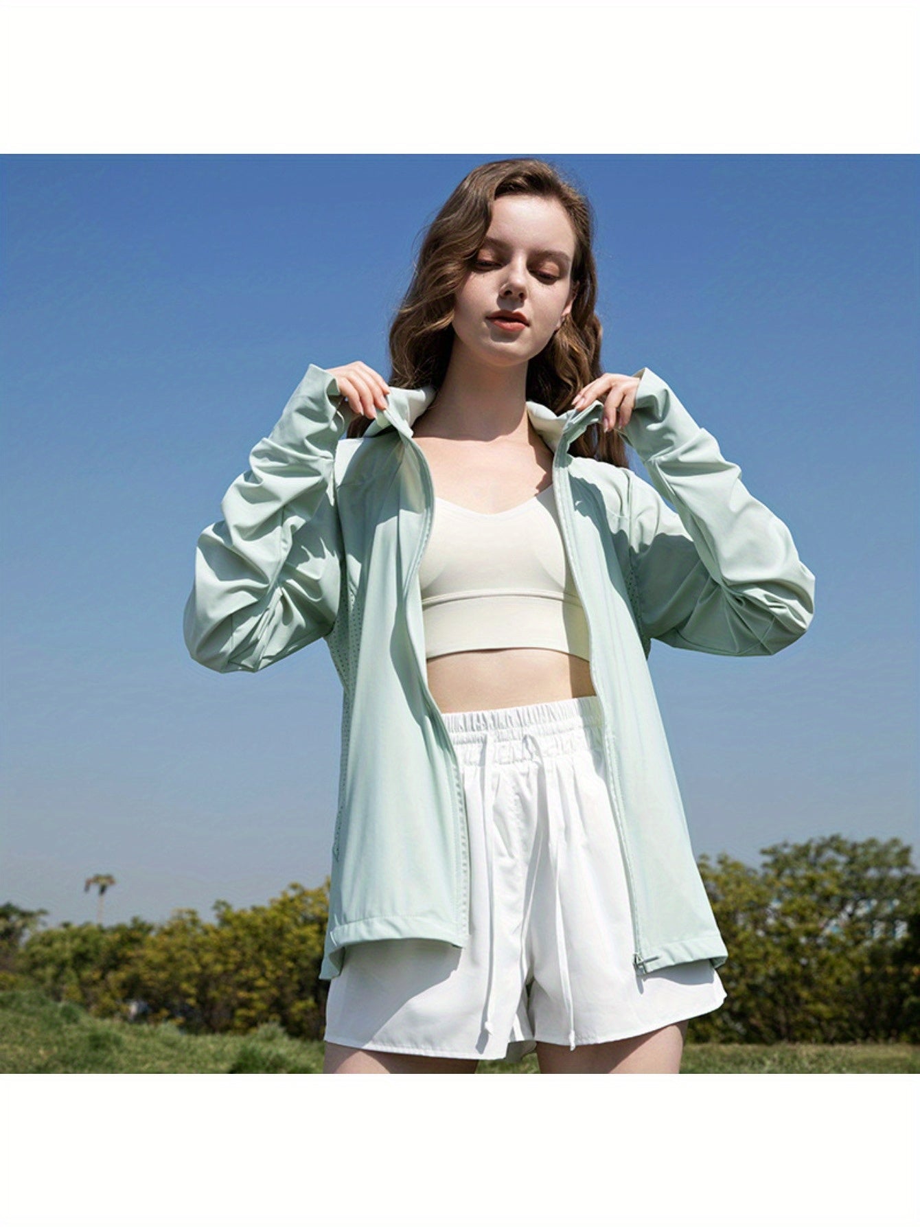 Summer sunscreen clothes, mesh patchwork breathable versatile sunscreen coat, outdoor s loose casual clothes