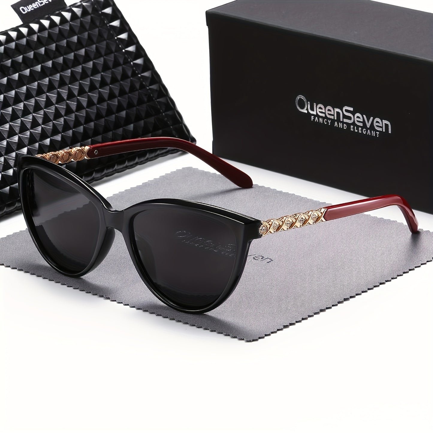 QueenSeven Fashion Glasses- Retro Oval Design, Woven Details, Durable Plastic Frame, Suitable for Daily Wear, Comes with Black Fashion Case and Accessories