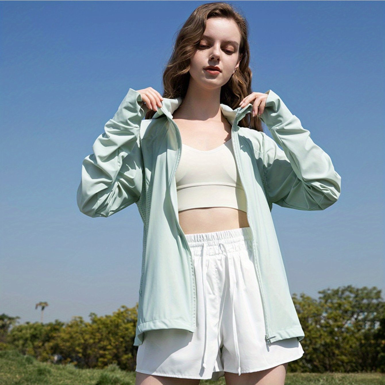 Summer sunscreen clothes, mesh patchwork breathable versatile sunscreen coat, outdoor s loose casual clothes