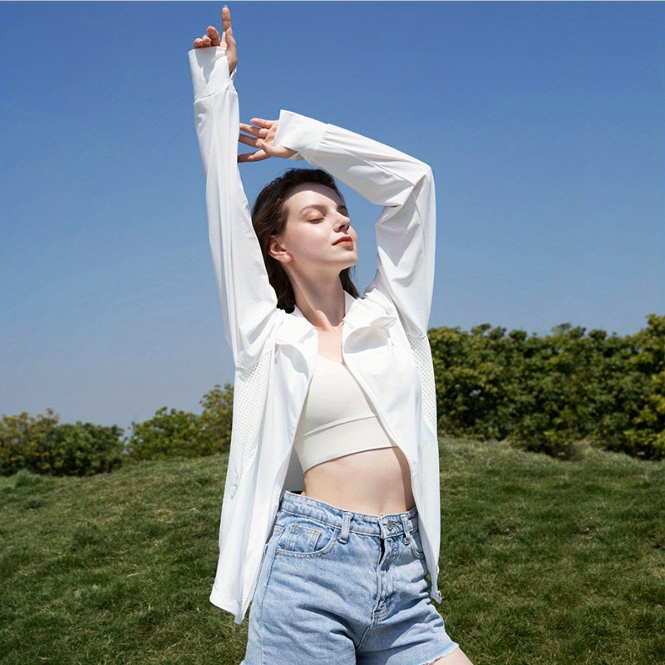 Summer sunscreen clothes, mesh patchwork breathable versatile sunscreen coat, outdoor s loose casual clothes